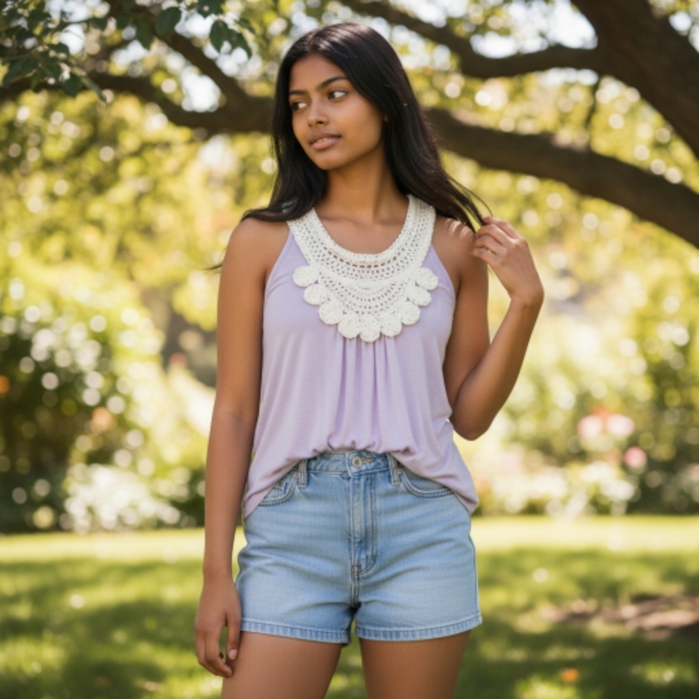Queen Esther Lavender Knit Tank Top